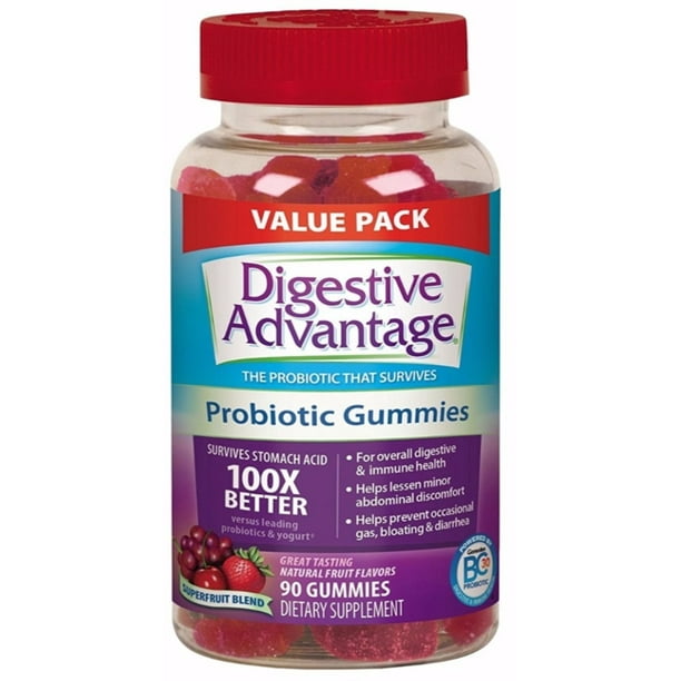 2 Pack Digestive Advantage Superfruit Blend Probiotic Gummies 90 ea