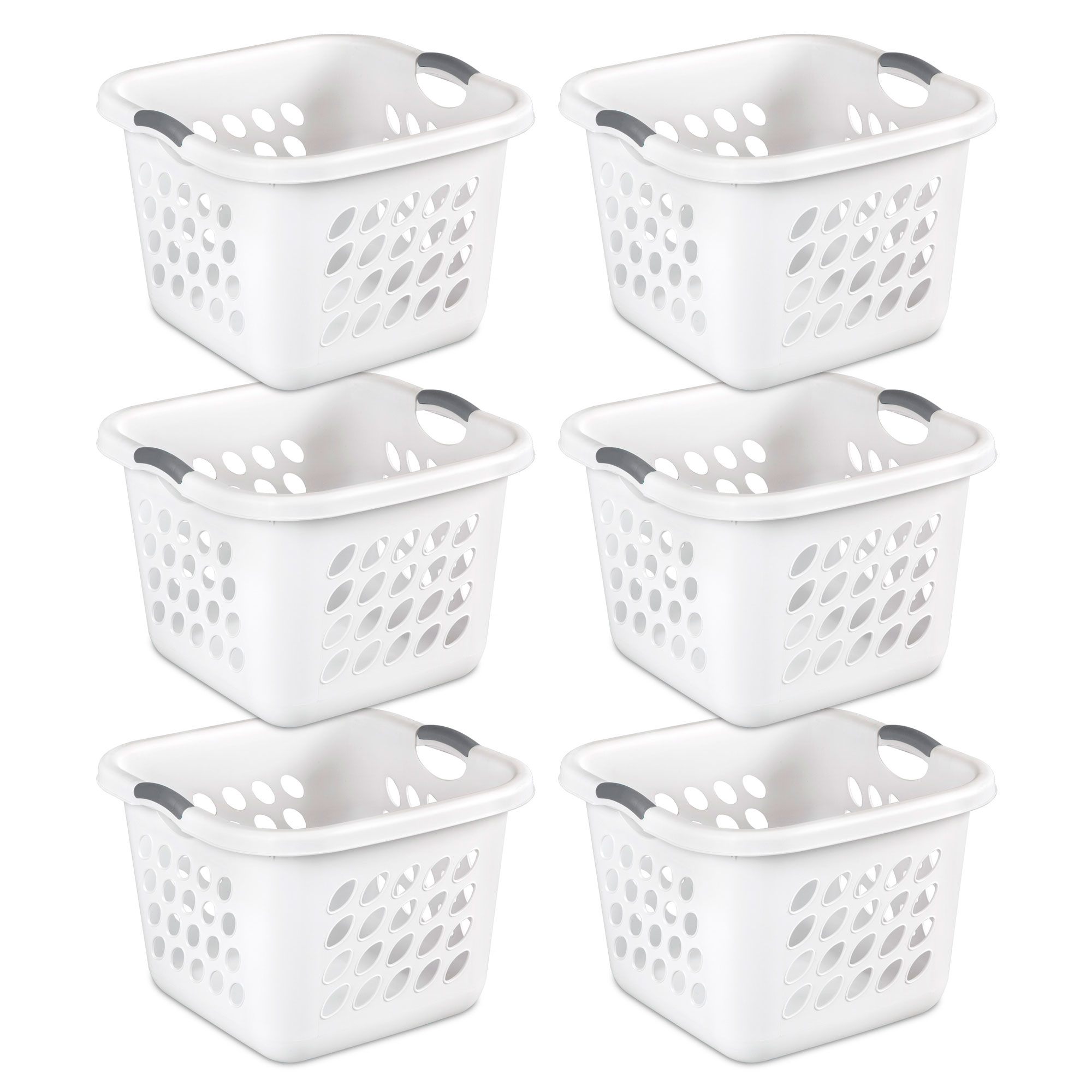 STERILITE 12178006 1.5 Bushel//53 Liter Ultra Square Laundry Basket Pack of 6 White Basket w//Titanium Inserts