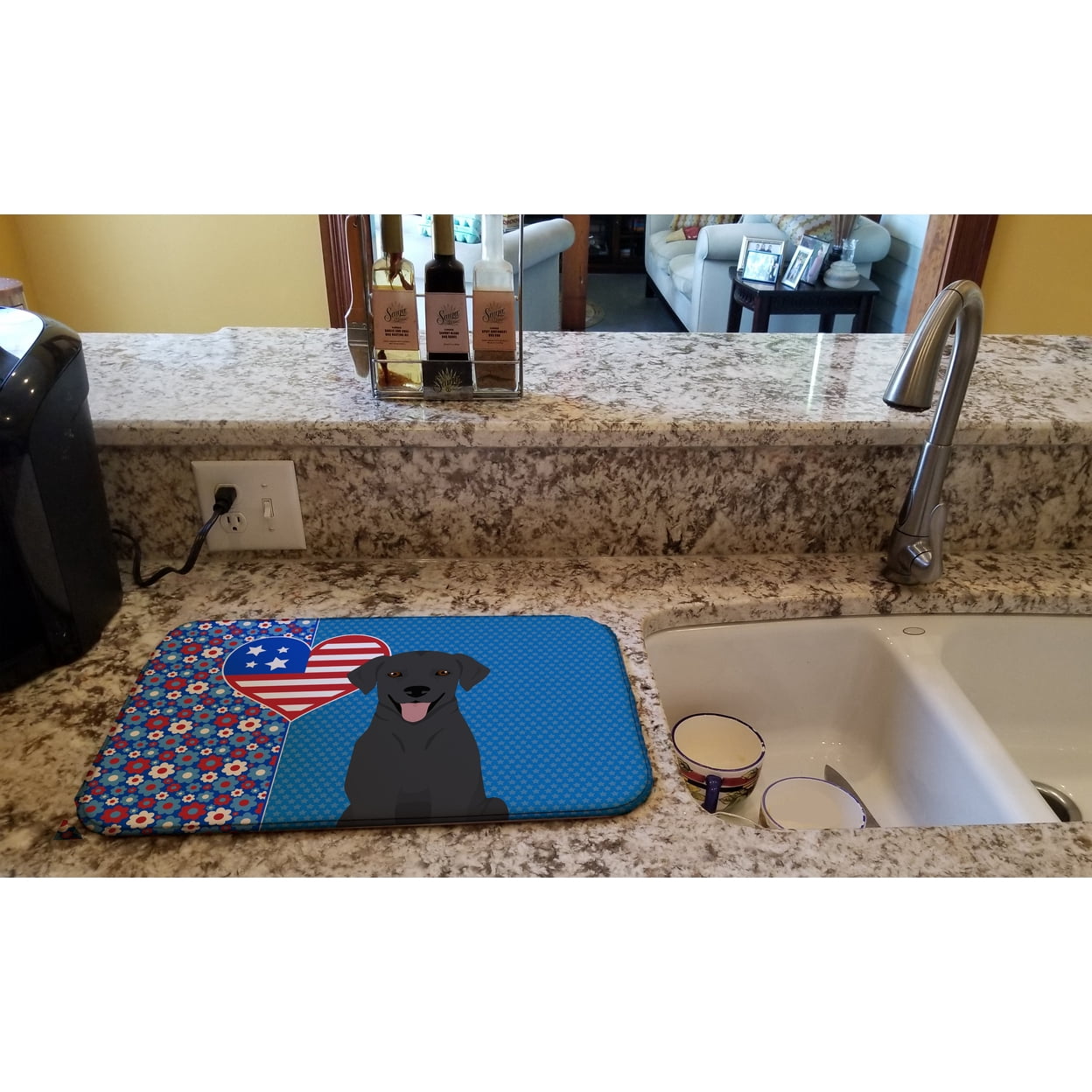 Black Labrador Retriever USA American Dish Drying Mat 14 in x 21 in