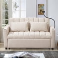 thumbnail image 2 of Convertible Loveseat Sofa with Pull Out Sofa Bed, Atumon Adjustable Futon Sofa Bed with 3 USB Ports, 2 Pillows, and 360° Swivel Phone Holder, Sofa Bed Sleeper for Living Room Bedroom, Beige, 2 of 10