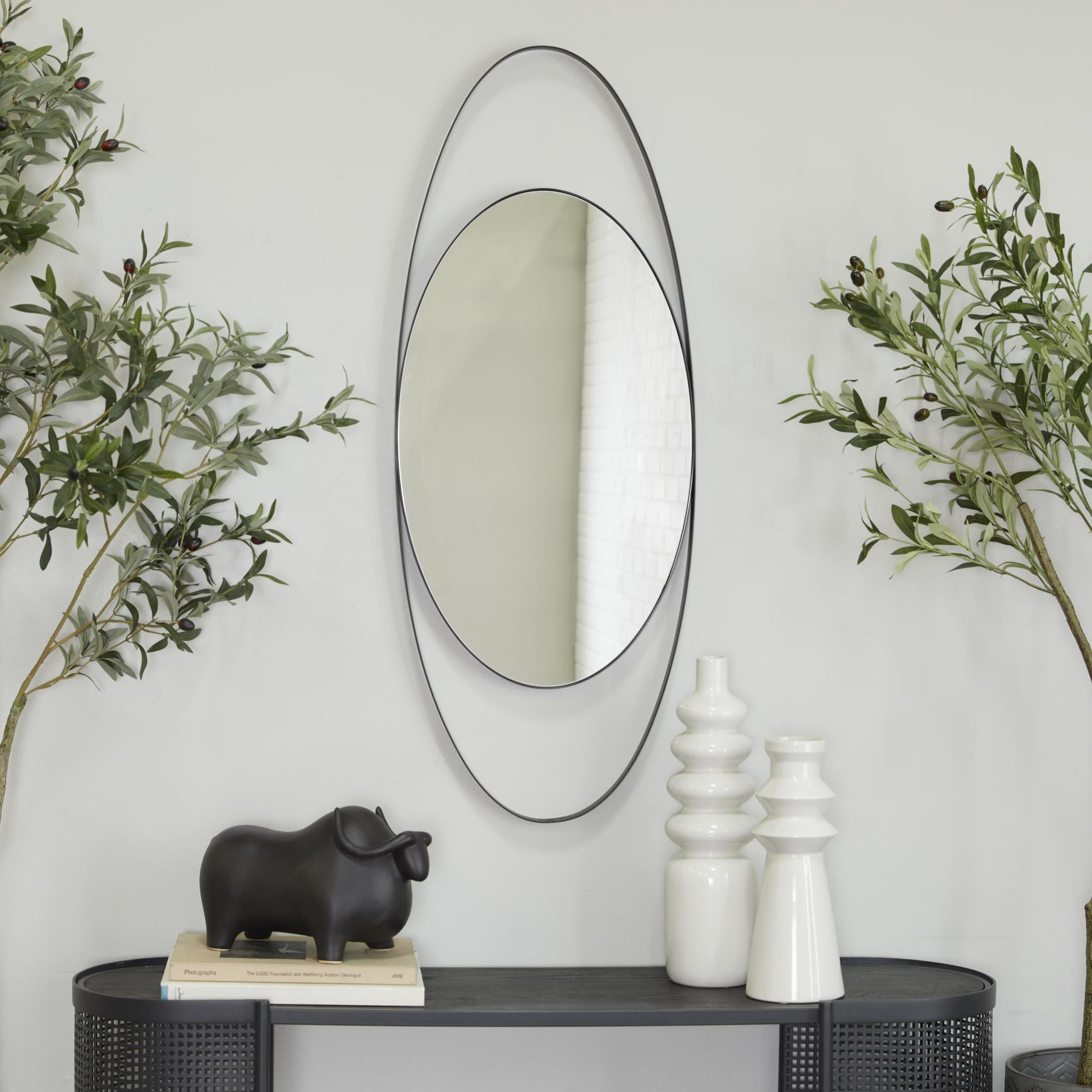 CosmoLiving by Cosmopolitan 16" x 42" Black Oval Wall Mirror