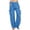 Dark Blue, variant on Womens Pants Elastic Drawstring Waist Loose Solid Color Pocket Straight Leg Pants Sky Blue L