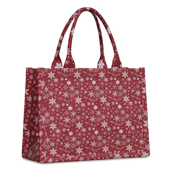 Large Capacity Tote Bag,Red Christmas Snowflake Pattern Handbag Fashion Luxury Tote Bag,15.7"x13"x 5.1" Inches,Laptop Compatible