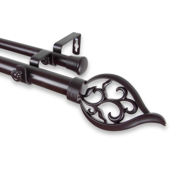 Vana Double Curtain Rod 1" OD 160-240 inch - Mahogany
