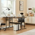 thumbnail image 4 of Javlergo 43.3in Simple Computer Desk, Home Office Laptop Desk Study Writing Wood Table & Metal Frame, Brown, 4 of 7