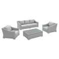 thumbnail image 3 of Modway 4-Piece Rattan Outdoor Dining Set with 2 Armchairs and Coffee Table, Gray, 3 of 11
