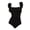 Black, variant on Women's Tummy Control Modest CuteOne Piece Swimsuit with Ruffle Trim & Square Neck Summer Beach Vacation Ruched Flattering Bathing Suit