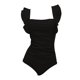 thumbnail image 4 of Conjunto de Bikini de Cintura Alta para las Mujeres Control Del Estómago Color Sólido Encaje Hasta Traje de Baño de Dos Piezas, Lindo Traje de Baño de Cintura Alta Vacaciones en la Playa, 4 of 4