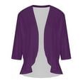 thumbnail image 5 of Summer Cardigan Sweater for Women 3/4 Sleeve Lightweight Open Front Casual Ruffle Hem Cardigan Tops with Pockets, 5 of 5