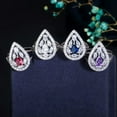 thumbnail image 6 of Royal Blue CZ Women Dangle Drop Necklace Huggie Earrings and Ring Jewelry Sets, 6 of 9