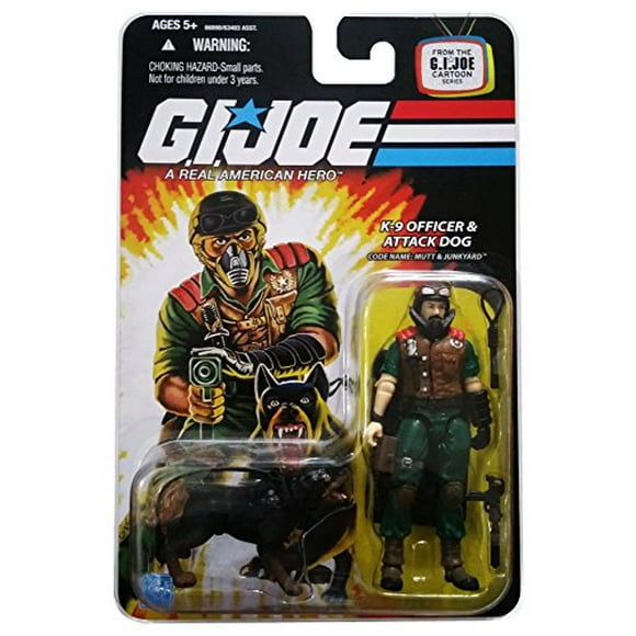 G.I. Joe 25e Anniversaire Série de Bande Dessinée: Mutt et Junkyard (K-9 Officier et Chien d'Attaque) 3 3/4 Pouces Figurine