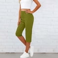 thumbnail image 2 of Puntoco Women's Casual Capri Pants Slim Fit Stretchy Business Capris Dress Pants with Pockets for Work Lounge office Army Green M(M), 2 of 7