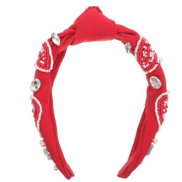 KAKOWELY Diadema para mujer, diadema de fútbol con nudo de cuentas, diadema ancha anudada