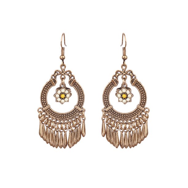 Pendientes boho exquisitos bohemian niña oído colgados geométricos con borlas arenero de aro de San Valentín regalos para playa 1 par Inevent AP009550-08B
