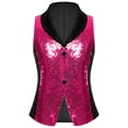 thumbnail image 5 of iiniim Girls Sequin Vest V Neck Sleeveless Waistcoat Sparkly Festive Party Formal Dance Tank Top Hot Pink 10, 5 of 7