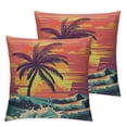 thumbnail image 2 of Acheng Hawaii Beach Throw Pillow Cover Vintage Palm Tree Sun Tropical Island Giant Wave Pillow Cases Home Decorative Cushion Cover for Bed Sofa,2 Pcs White, 2 of 6