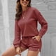 thumbnail image 2 of Conjunto de pijama de punto de manga larga y pantalones cortos para mujer, suéter informal suelto, ropa de dormir para la vida diaria, 2 of 6