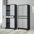 thumbnail image 5 of Letaya Metal Garage Storage Cabinet with Wheels,72” Rolling Tool Cabinet with 4 Door Lock-Adjustable Shelves and Drawer for Garage Home Office Utility Room (Black&Gray with Wheels), 5 of 12
