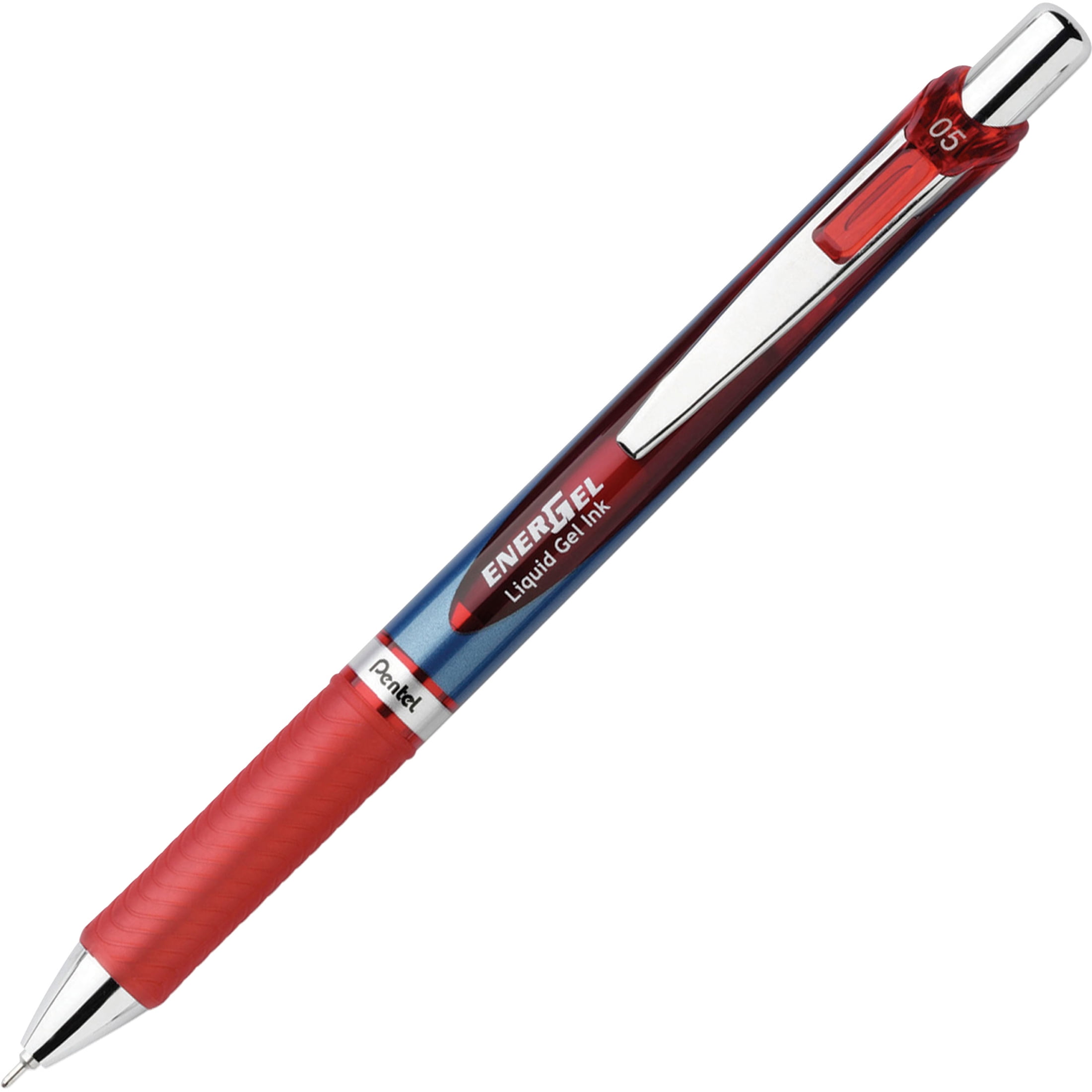 EnerGel RTX Retractable Liquid Gel Pen (0.5mm) Needle Tip, Fine Line, Red Ink, 12 Count
