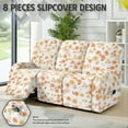 thumbnail image 3 of ZIATUBLES 8 PCS Recliner Sofa Covers for 3 Seater Counch, Soft Stretch Recliner Chair Covers with Storage Pockets Furniture Decor Slipcovers for Living Room, Floral White, 3 of 9