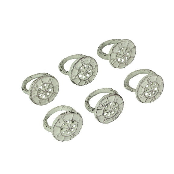 Zeckos Cast Iron Compass Rose Napkin Rings Dining Decor Set of 6