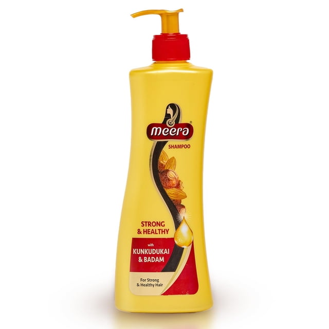 Meera Champú Fuerte y Saludable con Kunkudukai y Badam (Sapindus y Almendra) para Reducir la Caída del Cabello 340 ml