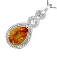 thumbnail image 2 of Mauli Jewels Engagement Necklace for Women 1.70 Carat Pear Shaped Citrine and Diamond Pendant 4-prong 10K White Gold|Silver Chain, 2 of 3