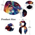 thumbnail image 2 of Adjustable Wolf Scrub Cap, Working Hat Hair Cover with Ponytail Pouch, Soft Bouffant Surgical Nurse Cap, 2 of 6