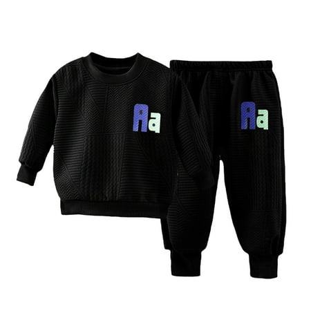 

Baby Boy Outfits Letter Printed Pullover Hoodie and Pants Loose Soft Warm Toddler Girls Outfit Sets Size 18-24 M