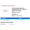 thumbnail image 2 of Exhaust Manifold Gasket Set - Compatible with 1997 - 2000 Ford Ranger 4.0L V6 VIN X 1998 1999, 2 of 2