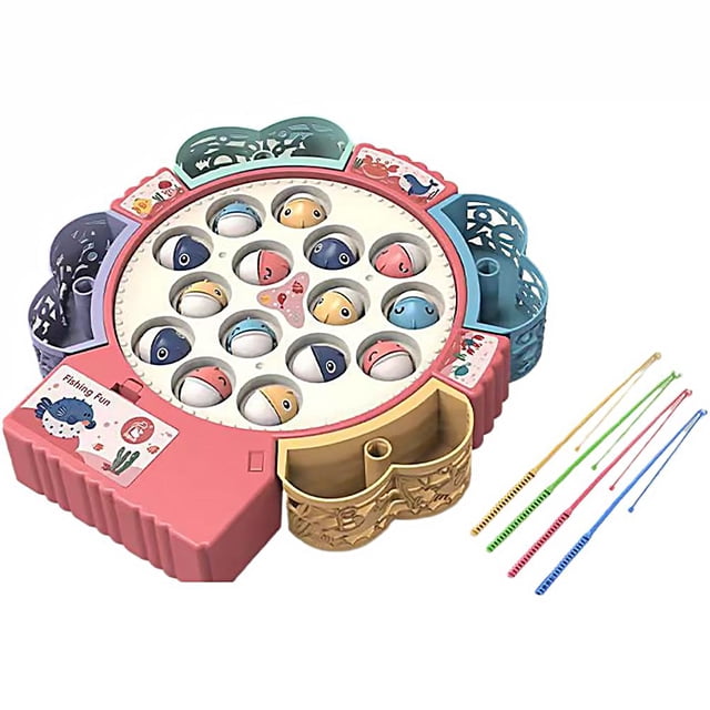 Childrens Magnetic Fishing Game Toy Puzzle Rotating Pond Toy With Music And Light