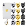 thumbnail image 1 of wonima11 12 Pcs Cell Phone Finger Ring Phone Charm Hook Adhesive Metal Finger Grip Loop Stand Round and Heart Holder Cute Keychain Accessories for DIY Hanging (Gold Silver Black), 1 of 1