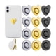 thumbnail image 1 of wonima11 12 Pcs Cell Phone Finger Ring Phone Charm Hook Adhesive Metal Finger Grip Loop Stand Round and Heart Holder Cute Keychain Accessories for DIY Hanging (Gold Silver Black), 1 of 1