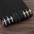 thumbnail image 3 of Pulsera retro para hombre, de cuero, multicapa, tejida a mano, de aleación, con hebilla magnética, pulsera, joyería, 3 of 6