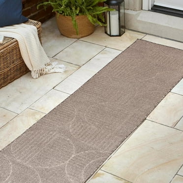 JONATHAN Y SCN104D-28 Nordby High-Low Geometric Arch Scandi Striped Taupe/Beige 2 ft. x 8 ft. Indoor/Outdoor Runner Rug, Pet Friendly, Stain Resistant, Easy to Clean, for Patio, Living Room, Bedroom