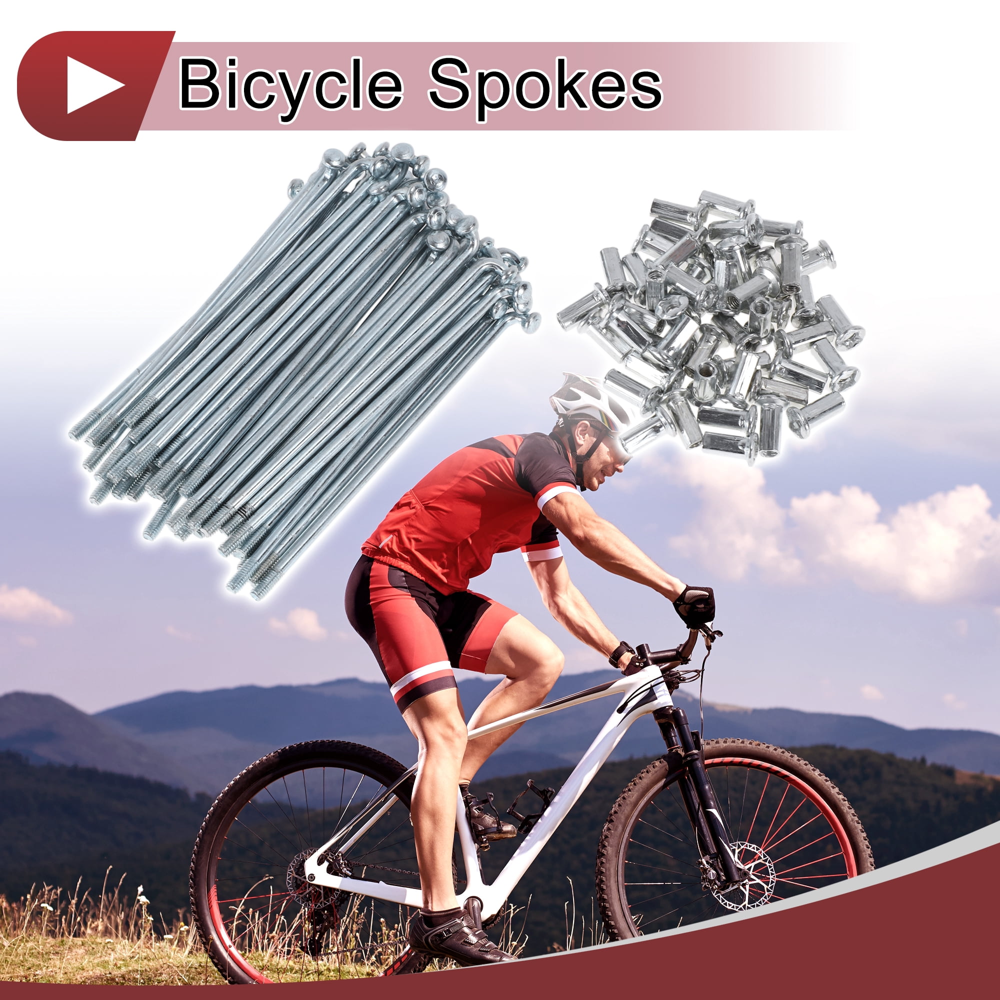 Unique Bargains 48Pcs 10G J Bend Bike Wheel Spokes Carbon Steel Galvanized Silver 3.54"