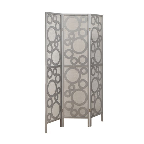 3 Panel White Frame " Bubble Design " Monarch Specialities Folding Screen 