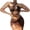 Coffee, variant on Women's Fashion Sexy Hollow Back Bikini Two Piece Swimsuit,Solid Color with Tie Straps and Cutout Open Back Design,Summer Beachwear,White,M
