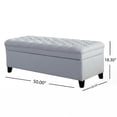thumbnail image 5 of GZXS Multi-Purpose Storage Ottoman with Flip-Top Lid, Cozy Fabric Upholstered Bench with Wood Legs & Hidden Compartment, 50"L x 20.5"W x 18.25"H (Light Blue), 5 of 8