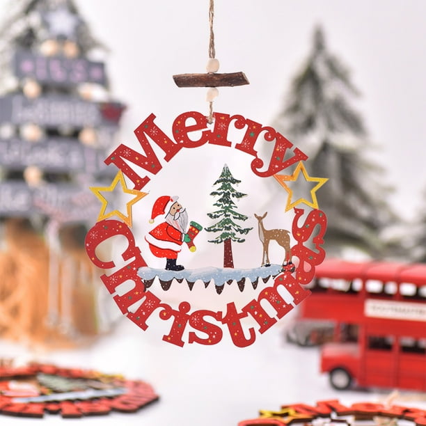 Adornos navideños, adornos para árboles de Navidad, colgantes navideños, adornos navideños, colgantes de madera, letras huecas navideñas, decoración colgante, adornos navideños, adornos colgantes