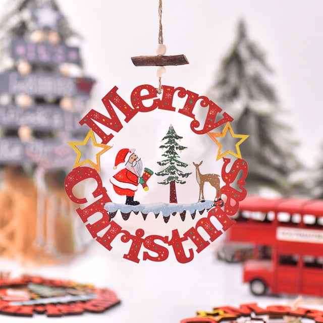 Fiudx Ofertas del día Colgantes de Navidad Adornos navideños Colgantes de madera Letras huecas de Navidad Decoración colgante Decoraciones navideñas