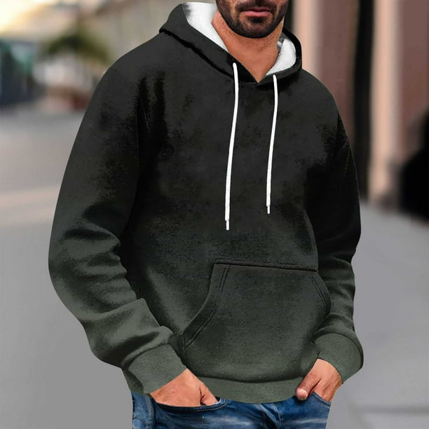 Dolkfu Sudadera con capucha para hombre en degradado, sudadera ancha y casual con bolsillo tipo canguro, sudadera de otoño con capucha para hombre XXXL