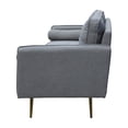 thumbnail image 2 of Hybition Velvet Loveseat Modern Sofa Upholstered Couch with Bolsters & Metal Legs for Living Room,Bedroom,Study,Playroom,Apartment - Lightgrey, 2 of 6