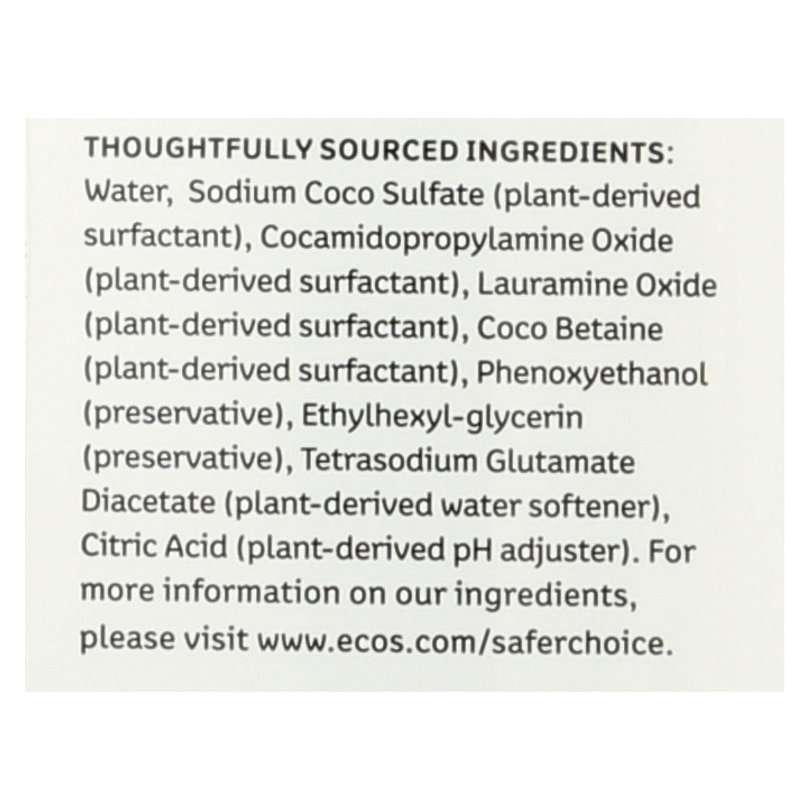 (Pack of 6) Ecos Free and Clear Plant Powered Liquid Dish Soap, 25 fl oz