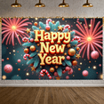 thumbnail image 5 of Golden 3D Letters Happy New Year Banner Festive Pine Branches New Year Display Candy Cane Decor Star Ornaments Holiday Backdrop for New Year Party Family Gathering Indoor Decoration, 5 of 9