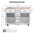 thumbnail image 2 of DEALTOPS Rolling Kitchen Island Storage Cart with Power Outlet, Drop Leaf, 5 Drawers & 2 Cabinets, White, 2 of 11