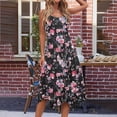 thumbnail image 4 of Ovzne Robes pour Femmes Robe Femme Imprimé Sans Manches Poche Ourlet Irrégulier Col Rond Robe Robe d'Été Imprimée Liquidation, 4 of 5