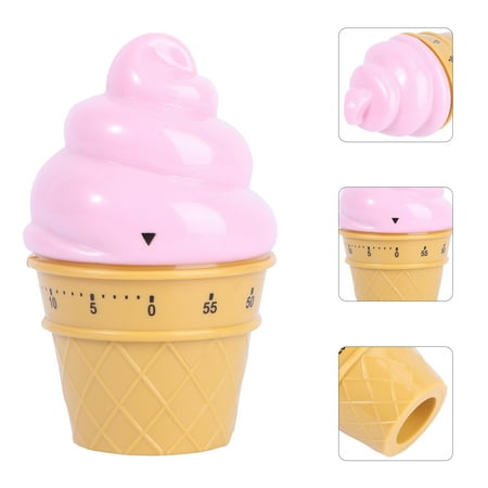 

1PC Funny Ice Cream Mechanical Timer Practical Kitchen Timer Reminder (Pink)
