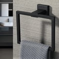 thumbnail image 3 of Toallero de pared con aro, diseño cuadrado moderno, acero inoxidable SUS304 negro mate, EGK8009-B, 3 of 5