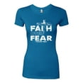thumbnail image 2 of Wild Bobby, Faith Over Fear Psalm 118:6 White, Inspirational/Christian, Women Slim Fit Junior Tee, Turquoise, X-Large, 2 of 3
